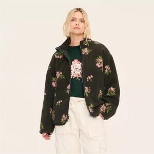 Woolrich x Target Floral Sherpa Fleece Jacket Small Teddy Coat Cottagecore NWOT